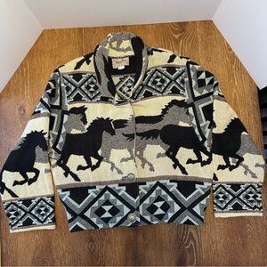 Vintage Painted Pony Horse Equestrian Western Tapestry Jacket Cowgirl Rodeo 90s